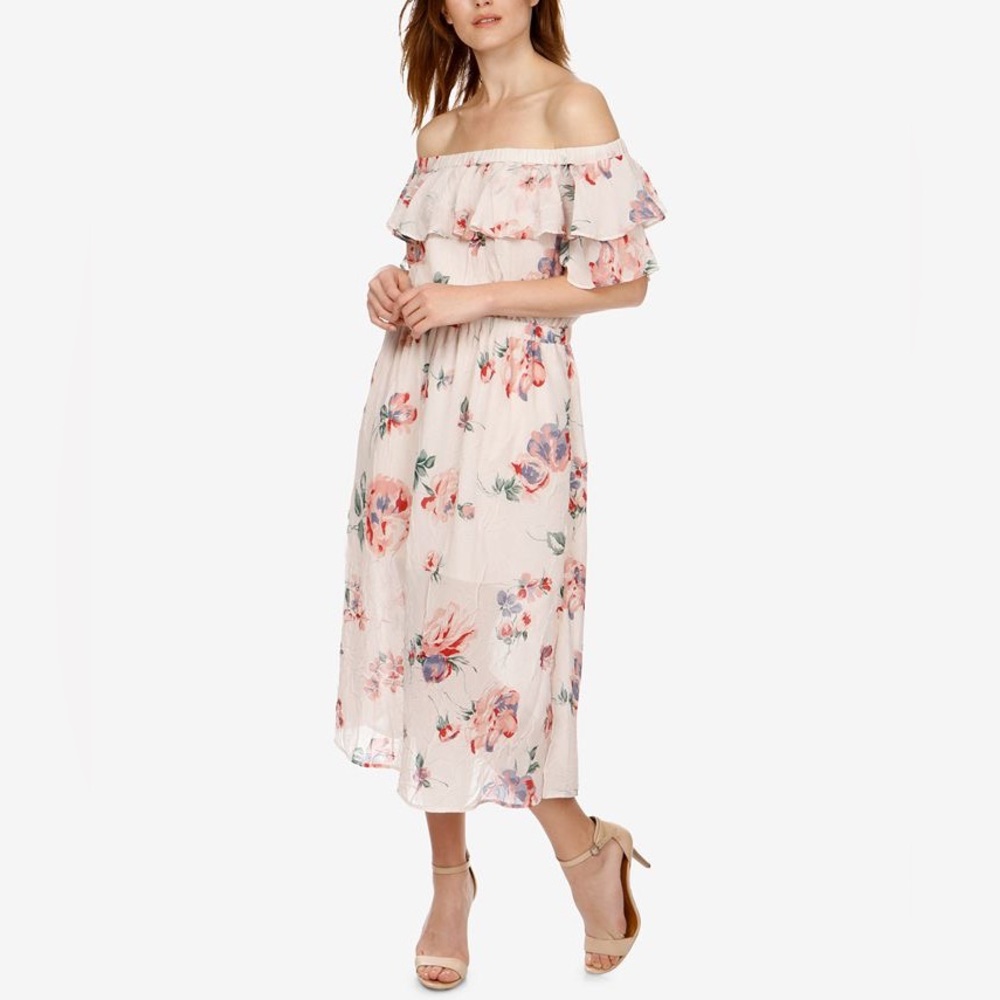 Lucky Brand Off the Shoulder Floral Dress; Size Large